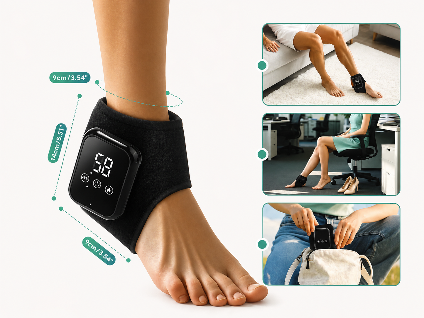 Masevi® Masażer Stóp i Kostki – 3 Tryby Relaksu + Podgrzewanie